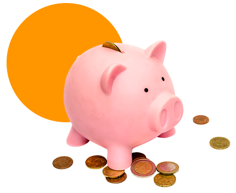 Alcancía de cerdo con dinero