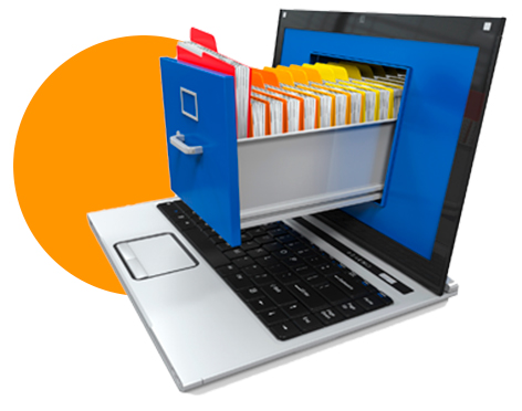 Laptop con documentos